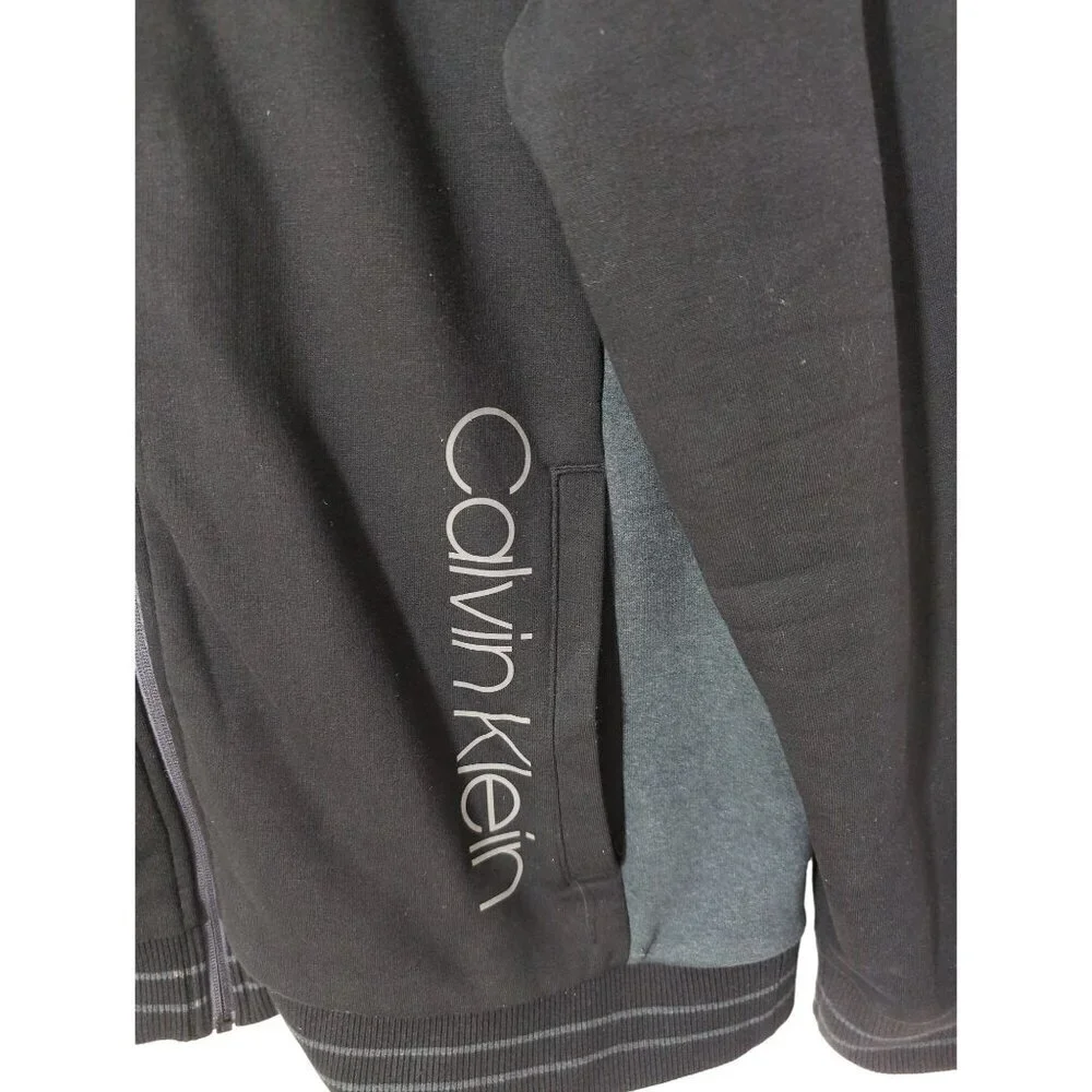 Calvin Klein Full Zip Jacket Mens XL Black Gray Fleece Lined Casual Everyday‎